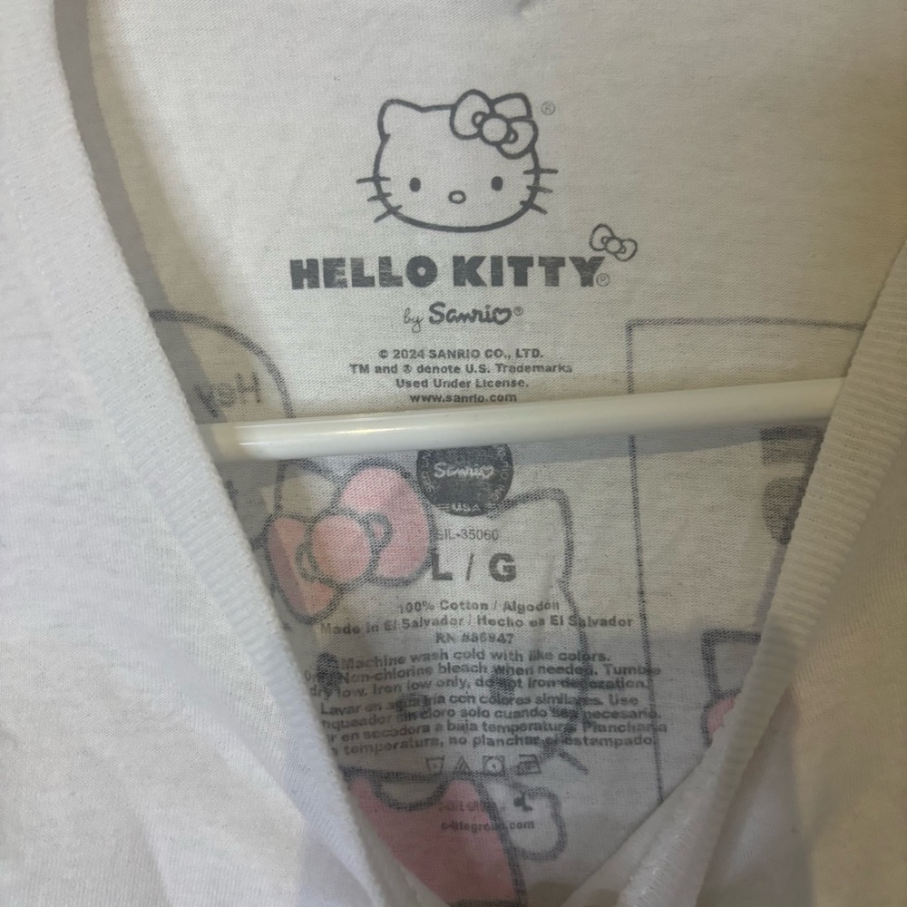 Hello Kitty White and Pink V-Neck Tee *3/$10 - Picture 3 of 3